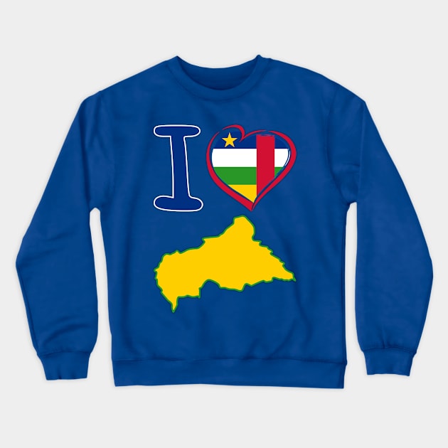 I love Central African Republic. Central African flag in the shape of a heart. country map Crewneck Sweatshirt by Mashmosh